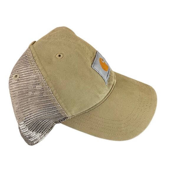 CARHARTT Canvas Mesh-Back Buffalo Cap Hat • Khaki 100286 Snapback Trucker - Picture 5 of 6